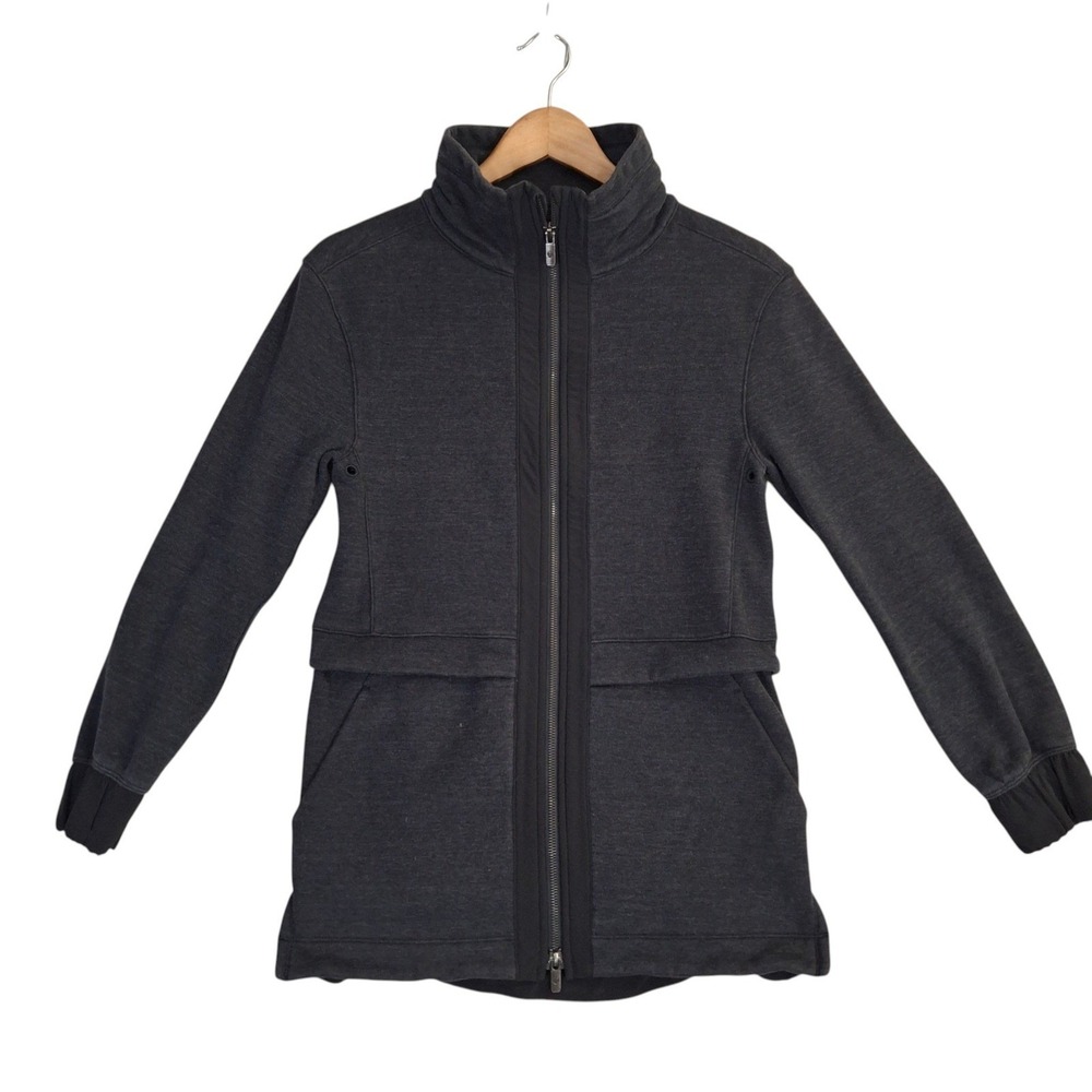 Lululemon Light as Warmth Jacket Womens 4 Charcoal Gray Mock Full Zip READ